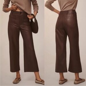 The Colette Cropped Wide-Leg Faux Leather Pants by Maeve